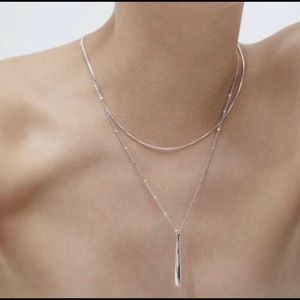 Silver Drop double layer necklace